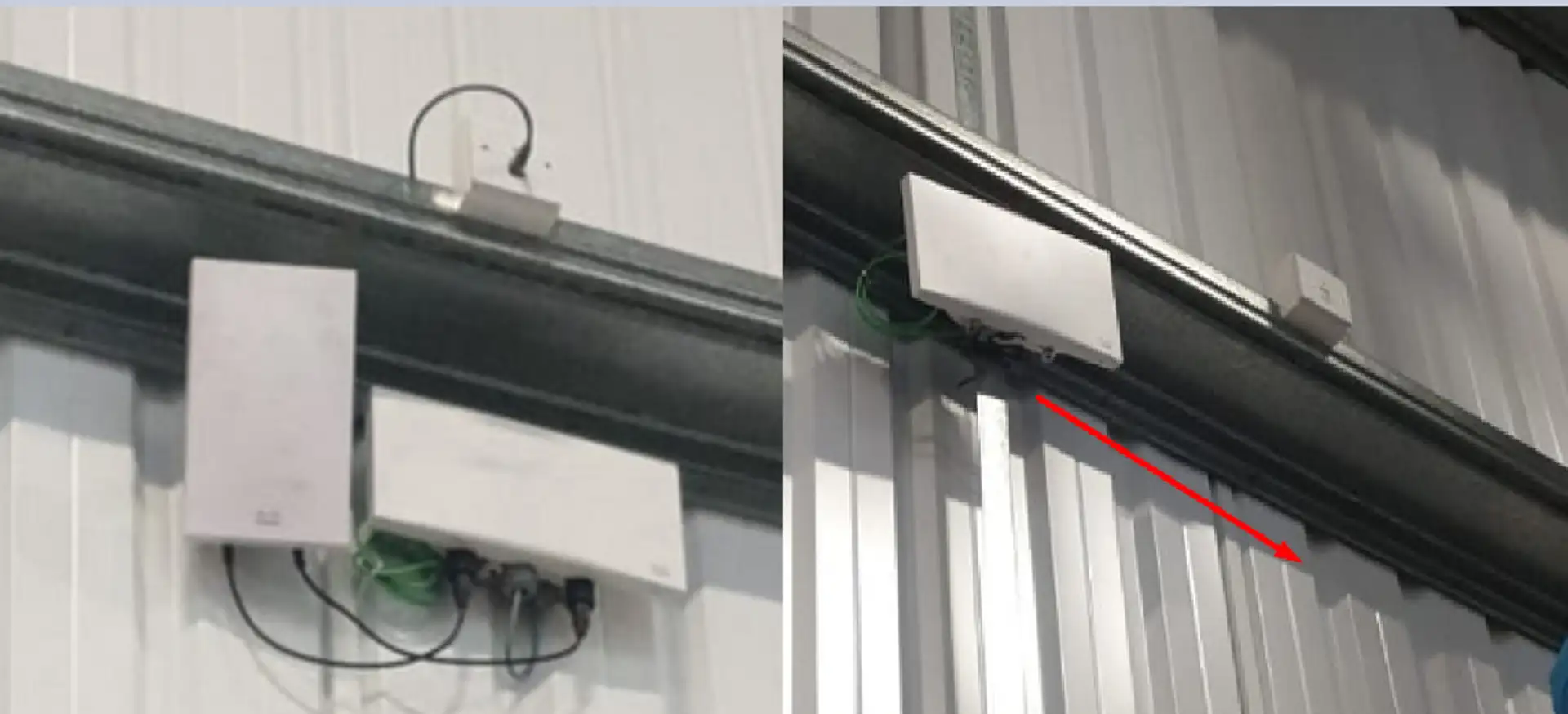 Detalle técnico de fijación personalizada de punto de acceso en viga estructural
