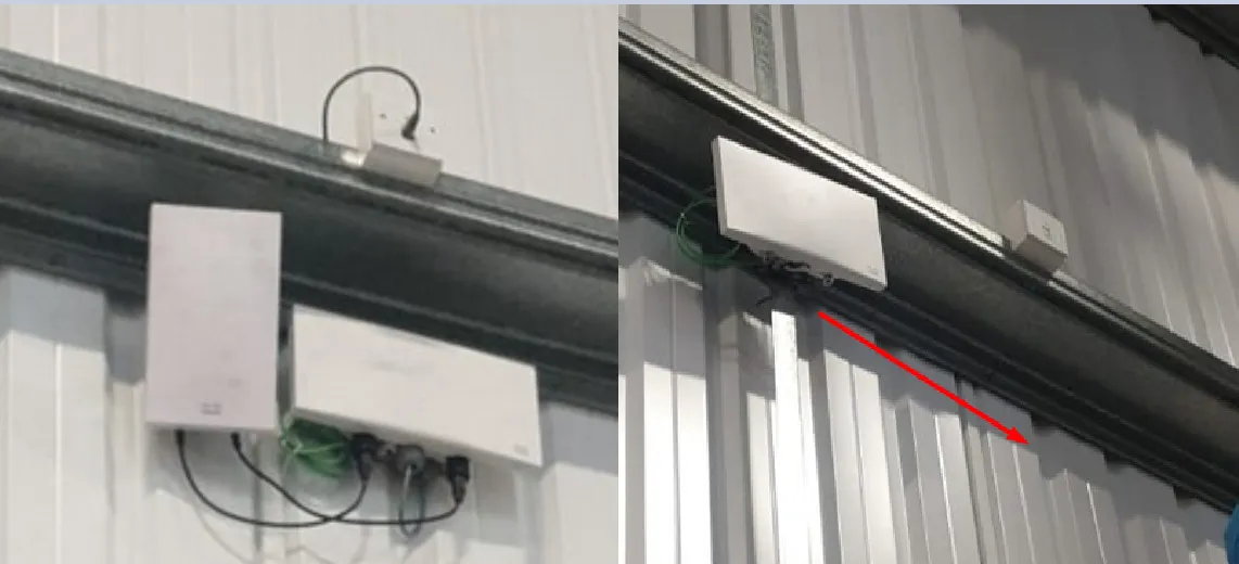 Detalle técnico de fijación personalizada de punto de acceso en viga estructural