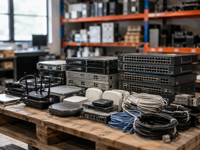 Equipos de red y hardware informático retirados de una empresa