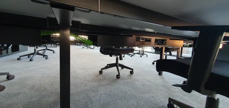 Finished office workspace ready for operation